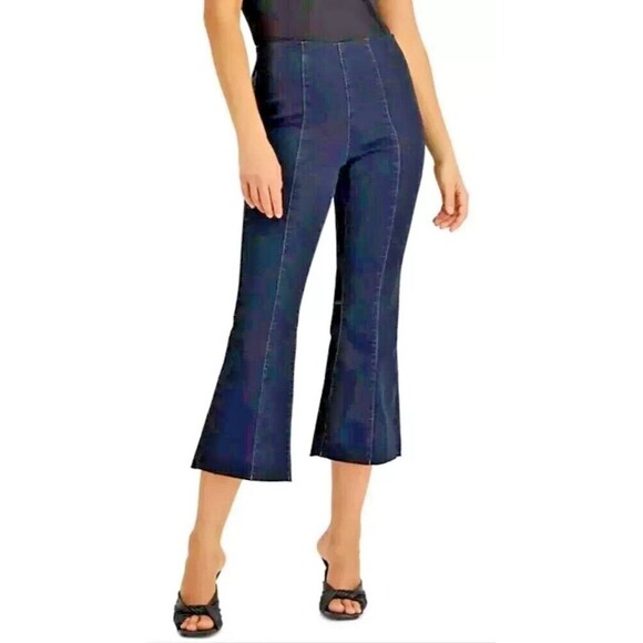 I.N.C. International Concepts Women's High-Rise Pull-on Flared Cropped Jeans 2 - Picture 1 of 8